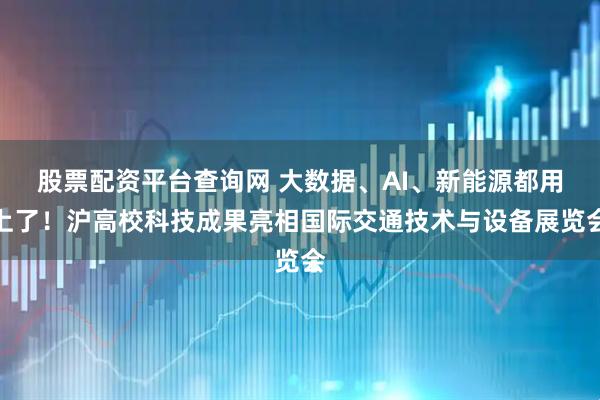 股票配资平台查询网 大数据、AI、新能源都用上了！沪高校科技成果亮相国际交通技术与设备展览会