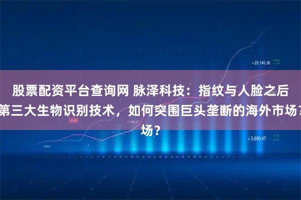 股票配资平台查询网 脉泽科技：指纹与人脸之后第三大生物识别技术，如何突围巨头垄断的海外市场？
